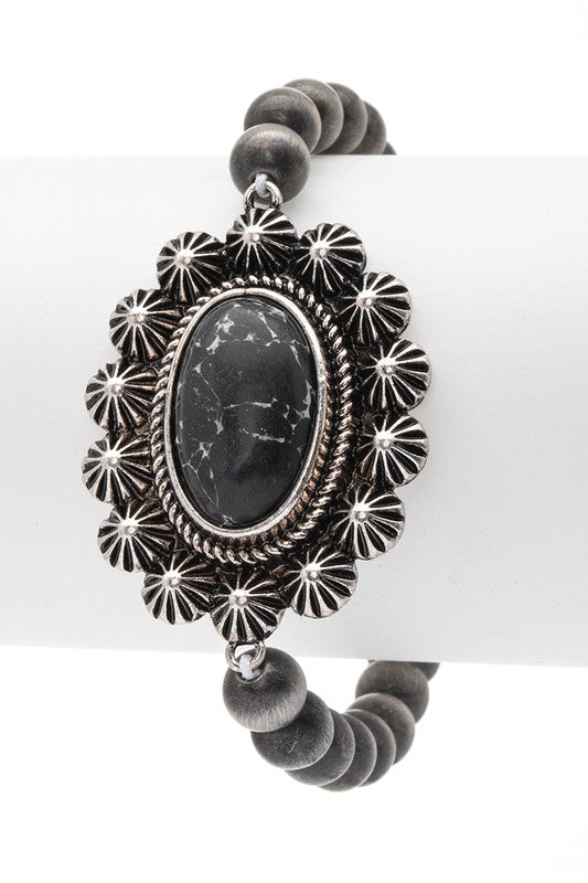 Oval Stone Western Stretch Bracelet