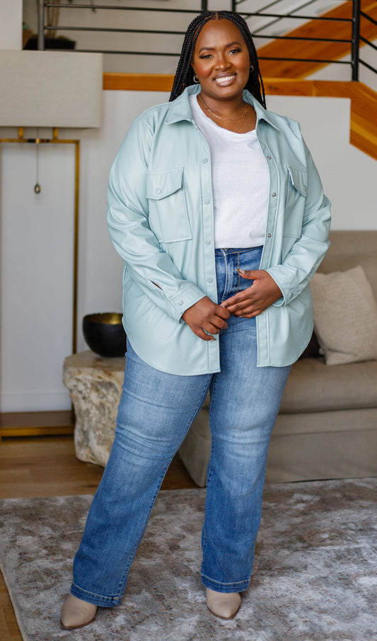 Endlessly Longing Faux Leather Shacket Extended Sizes