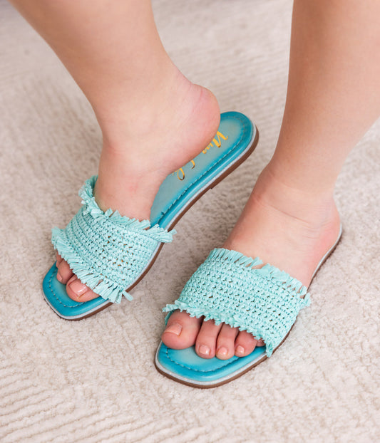 Juana Woven Sandals in Aqua Blue